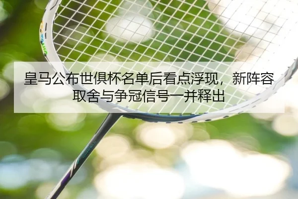 皇马公布世俱杯名单后看点浮现，新阵容取舍与争冠信号一并释出
